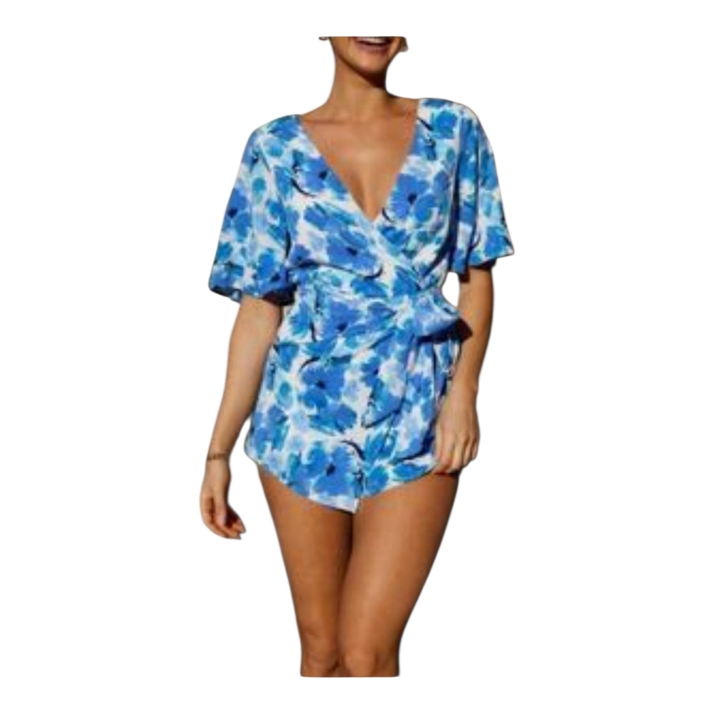 Mika & Gala Blue & White Shorts Romper Sexy 8